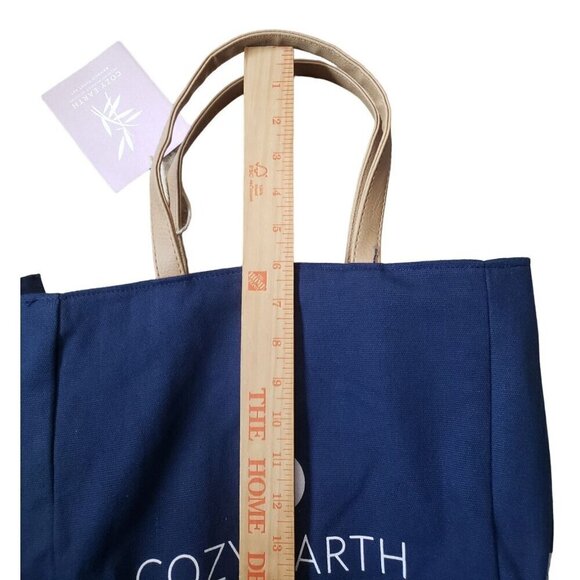 COZY EARTH Blue Tote Bag Zip Bamboo NEW - Picture 4 of 7